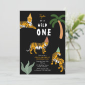 Tropical Tiger Jungle Safari Kids First Birthday Kaart (Staand voorkant)