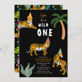 Tropical Tiger Jungle Safari Kids First Birthday Kaart (Voorkant / Achterkant)