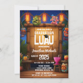 Tropical Tiki Hawaiian Luau Foto Afstuderen Kaart (Voorkant)