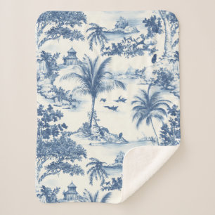 Tropical Toile de Jouy Sherpa Deken