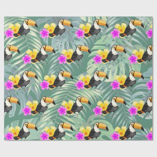Tropical Toucan Design Wrapping Paper Roll Cadeaupapier (Vlak)