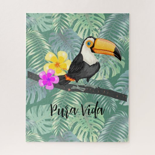 Tropical Toucan Pura Vida Design Jigsaw Puzzle Puz (Vertical)