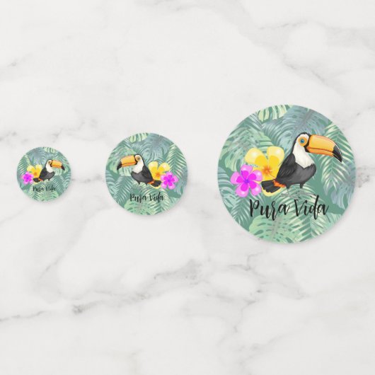 Tropical Toucan Pura Vida Design Table Confetti (Achterkanten)
