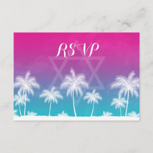 Tropical Turquoise bleu rose Bat mitzvah RSVP