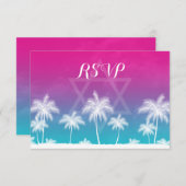 Tropical Turquoise bleu rose Bat mitzvah RSVP (Devant / Derrière)