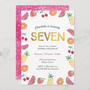 Tropical Tutti Fruitt Gold 6e Invitation anniversa