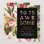 Tropical | Typographie Moderne Invitation 30ème An (Devant / Derrière)