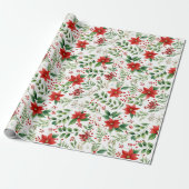 Tropical Vibe Christmas Poinsettia Pattern Cadeaupapier (Uitgerold)