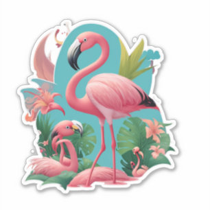 Tropical Vibes Flamingo Stickers voor elke gelegen