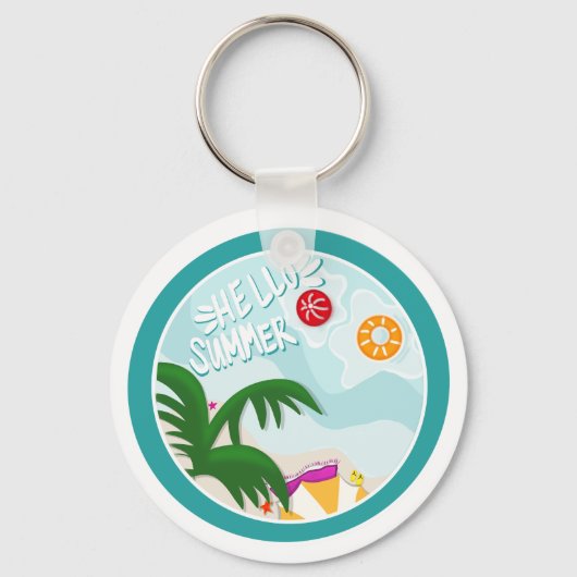 Tropical Vibes Sleutelhanger Hallo – zomer editie (Voorkant)