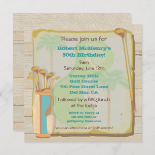 Tropical Vintage Golf Party Invitation