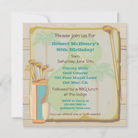 Tropical Vintage Golf Party Invitation (Devant)