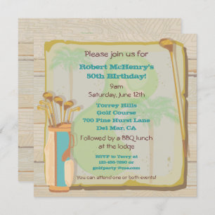 Tropical Vintage Golf Party Invitation
