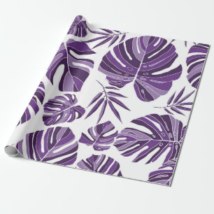 Tropical violet monstera leaves seamless pattern w cadeaupapier