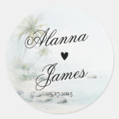 Tropical Watercolor Beach Wedding Sticker (Devant)