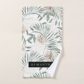 Tropical Watercolor Leaves & Flowers Pattern (Serviette à main)