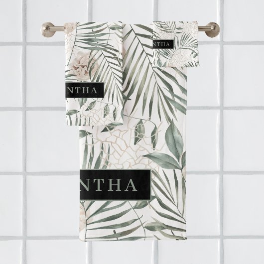 Tropical Watercolor Leaves & Flowers Pattern