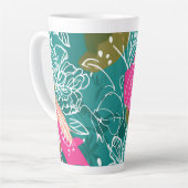 Tropical Watercolor Protea Flower Latte Mug – 17oz (Angle gauche)