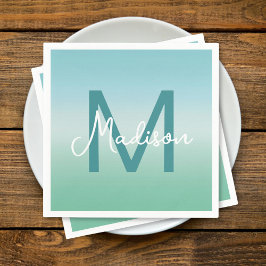 Tropical Waters Gradient Monogram Name  Servet