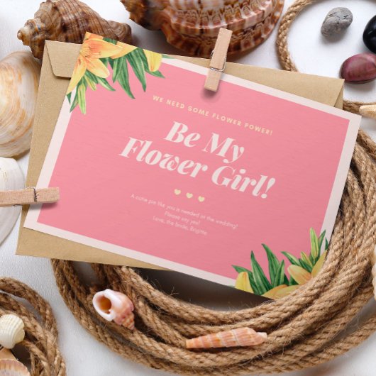 Tropical Wedding Bloemenmeisje Kaart