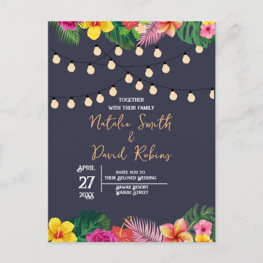 Tropical Wedding Briefkaart Uitnodiging (Voorkant)