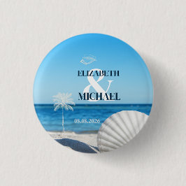 Tropical Wedding Ocean Beach Ronde Button 3,2 Cm
