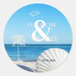 Tropical Wedding Ocean Beach Ronde Sticker