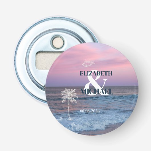 Tropical Wedding Sunrise Ocean Beach Button Flesopener (Voorkant)