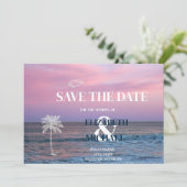 Tropical Wedding Sunrise Ocean Beach Save The Date (Debout devant)