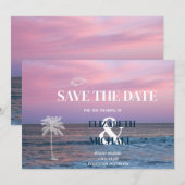 Tropical Wedding Sunrise Ocean Beach Save The Date (Devant / Derrière)