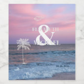 Tropical Wedding Sunrise Ocean Beach Wijn Etiket (Enkel label)