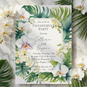 Tropical White Orchid & Greenery Engagement Party Kaart