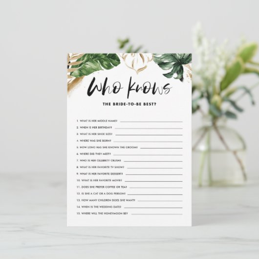 Tropical Who Knothe Bride meilleure carte de jeu d (Debout devant)