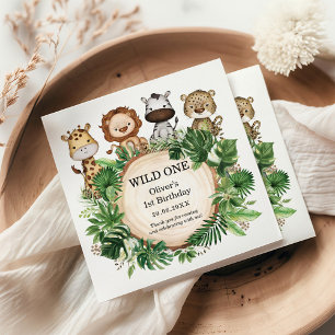 Tropical Wild One Oerwoud Safari Groen Verjaardag Servet