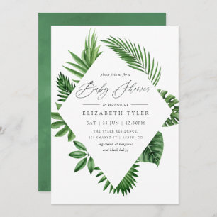 Tropical Woodland Forest Green Baby shower Kaart
