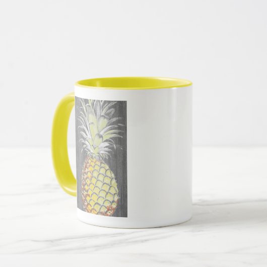 Tropical Yellow Pinneapple on Grey Mok (Voorkant links)