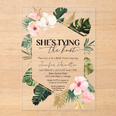 Tropical Ze bindt het knoop Vrijgezellenfeest Acryl Uitnodigingen (Voorkant)