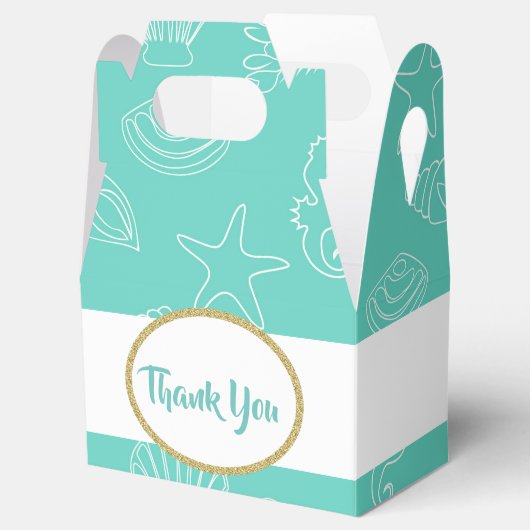 Tropical Zee Shell Blauwgroen geschenkdoos persona Bedankdoosjes (Geopend)