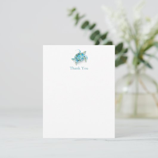 Tropical Zee Turtle Baby shower Dank u Kaarten (Staand voorkant)