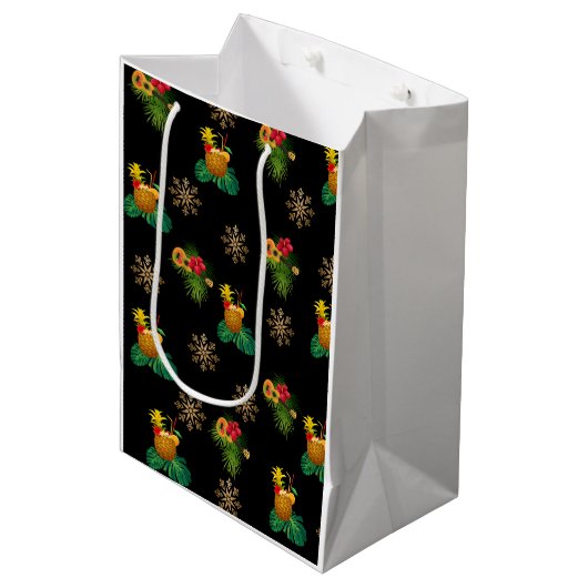 Tropicas - Sac cadeau Ananas Elegant Noir (Devant Angle)