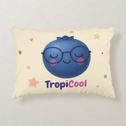 TropiCool Blueberry – Kawaii Fruit Accent Kussen (Voorkant)