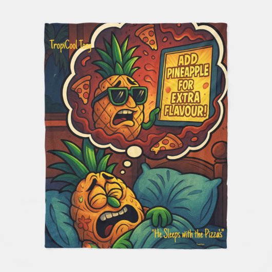 TropiCool Tony’s Nightmare – Ananas op Pizza Fleece Deken (Voorkant)