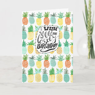 Tropics Birthday Pineapple Pattern   WENSKAART Kaart