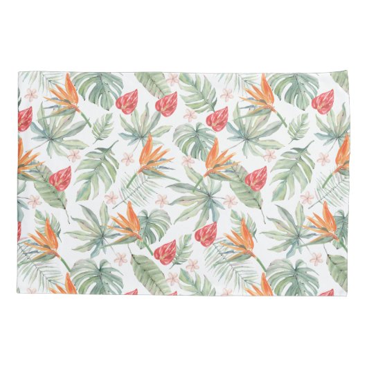 Tropics Bloemenblad Fantasie met Monogram Kussensloop (Achterkant)