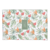 Tropics Bloemenblad Fantasie met Monogram Kussensloop (Voorkant)