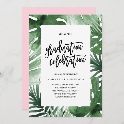 Tropics Graduation Celebration Invitation (Devant / Derrière)