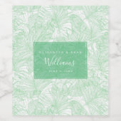 Tropics Green Palm Tree Wedding Wijn Etiket (Enkel label)