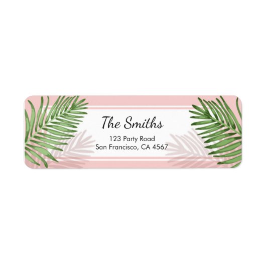 Tropics Return Address Label Tropical Beach Palm (Voorkant)