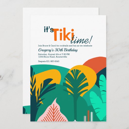 Tropics Tiki Time Party Invitation (Devant / Derrière)