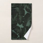Tropique Feuille de palme vert foncé et noir (Serviette à main)